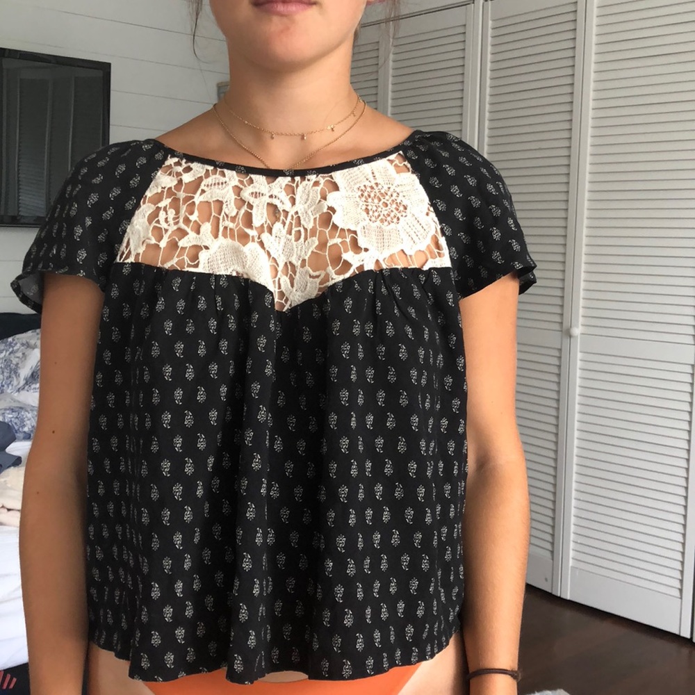 Lace black with paisley design shirt